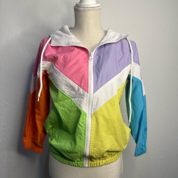 Kids Retro Windbreaker Colorful Zip Up - Picture 2 of 7